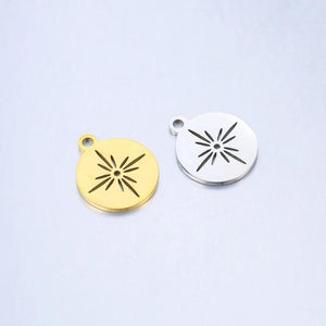 5pcs Stainless Steel Carved Hexagram Sun Star Pendants Sweater Necklaces