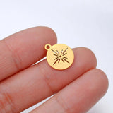 5pcs Stainless Steel Carved Hexagram Sun Star Pendants Sweater Necklaces