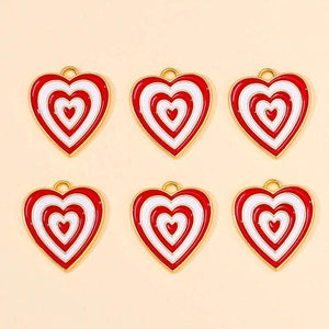 20pcs Sweet Multi-Layered Love Hearts Enamel Charms DIY Jewelry Making Accessory