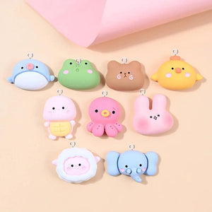 10Pcs Animal Earring Charms DIY Jewelry Turtle Frog Rabbit Octopus Pendant