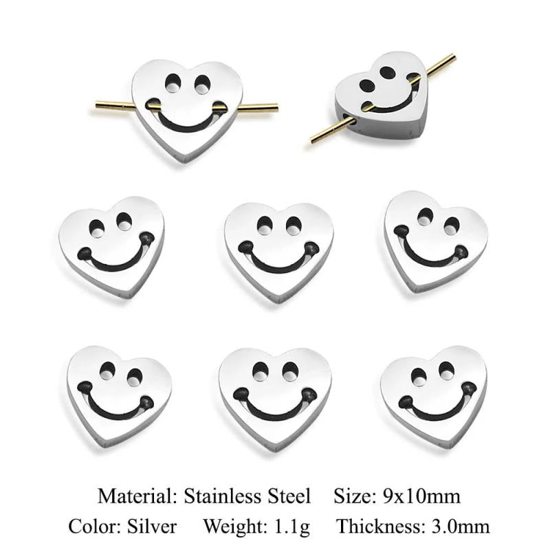 3pcs Stainless Steel 10x10mm Cross Shell Beads Charms for Bracelet Making