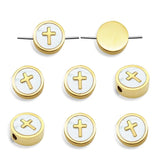 3pcs Stainless Steel 10x10mm Cross Shell Beads Charms for Bracelet Making