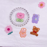 Glitter Acrylic Bear Rabbit Flower Hairpin Keychain Charms