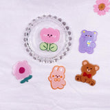Glitter Acrylic Bear Rabbit Flower Hairpin Keychain Charms