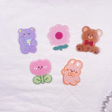 Glitter Acrylic Bear Rabbit Flower Hairpin Keychain Charms