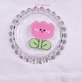Glitter Acrylic Bear Rabbit Flower Hairpin Keychain Charms