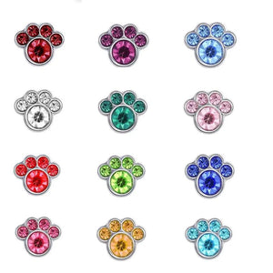 10pcs Rhinestone Birthstone Paw Charms for Glass Locket