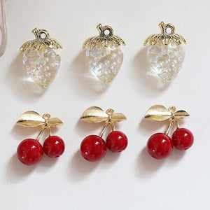 5Pcs Alloy Fruit Resin Pendant Earring Charms DIY Jewelry Making Supplies