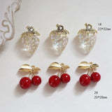 5Pcs Alloy Fruit Resin Pendant Earring Charms DIY Jewelry Making Supplies
