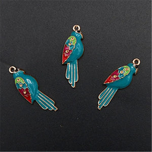 8pcs Harajuku Bird Enamel Charm Alloy Pendants for DIY Jewelry Making