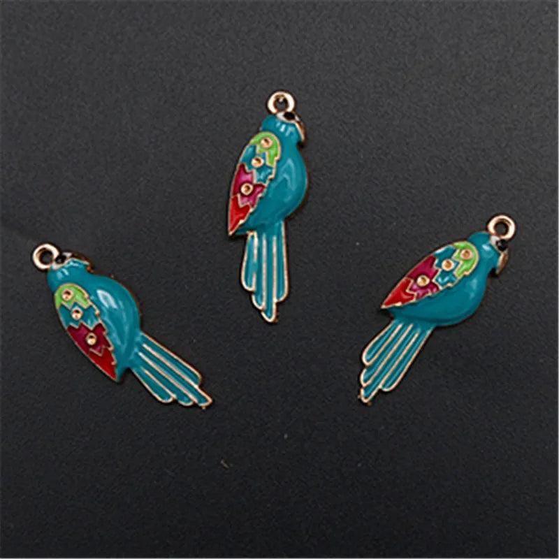 8pcs Harajuku Bird Enamel Charm Alloy Pendants for DIY Jewelry Making