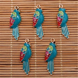 8pcs Harajuku Bird Enamel Charm Alloy Pendants for DIY Jewelry Making
