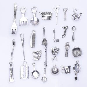 Chef Cook Fork Spoon Pendant Charms for Jewelry Making