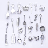 Chef Cook Fork Spoon Pendant Charms for Jewelry Making