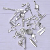 Chef Cook Fork Spoon Pendant Charms for Jewelry Making