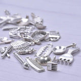 Chef Cook Fork Spoon Pendant Charms for Jewelry Making