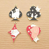 10pcs Poker Cat Charm, Enamel Animal Earring Pendant