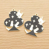 10pcs Poker Cat Charm, Enamel Animal Earring Pendant