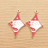 10pcs Poker Cat Charm, Enamel Animal Earring Pendant