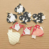 10pcs Poker Cat Charm, Enamel Animal Earring Pendant