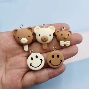 10pcs Bowknot Ice Cream Bear Resin Charms Earring DIY Necklace Jewelry Making
