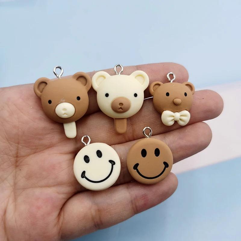 10pcs Bowknot Ice Cream Bear Resin Charms Earring DIY Necklace Jewelry Making