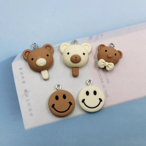 10pcs Bowknot Ice Cream Bear Resin Charms Earring DIY Necklace Jewelry Making