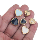 5pcs Stainless Steel Heart Boho Enamel Earring Charms Dangles Pendant
