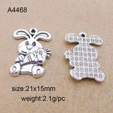 25pcs Rabbit Bunny Carrot Easter Charms 21*15mm Antique Pendant DIY Jewelry
