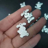 25pcs Rabbit Bunny Carrot Easter Charms 21*15mm Antique Pendant DIY Jewelry