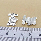25pcs Rabbit Bunny Carrot Easter Charms 21*15mm Antique Pendant DIY Jewelry