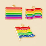15Pcs Enamel Charms Love Wins Heart Rainbow Pendants for DIY Jewelry Making