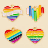 15Pcs Enamel Charms Love Wins Heart Rainbow Pendants for DIY Jewelry Making