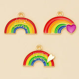 15Pcs Enamel Charms Love Wins Heart Rainbow Pendants for DIY Jewelry Making