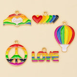 15Pcs Enamel Charms Love Wins Heart Rainbow Pendants for DIY Jewelry Making