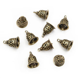 10pcs Antique Bronze/Silver Bell Charm Pendants 15x12mm Necklace Findings