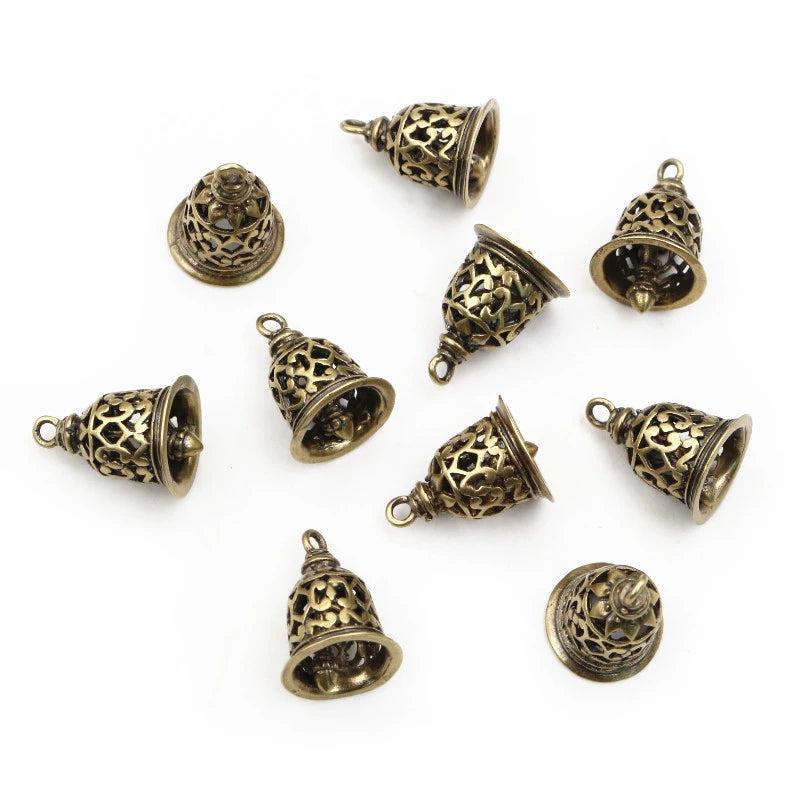 10pcs Antique Bronze/Silver Bell Charm Pendants 15x12mm Necklace Findings