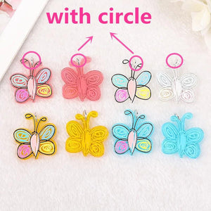 8Pcs Butterfly Charms Acrylic Animal Pendant Colorful Jewelry Findings DIY