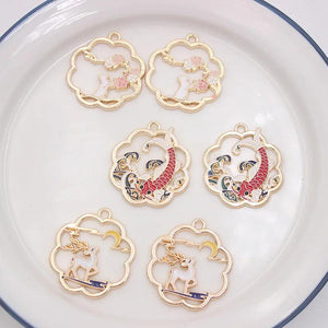 10pcs/Lot Koi Fish Deer Cat Enamel Charms DIY Bag Earring Necklace Pendant