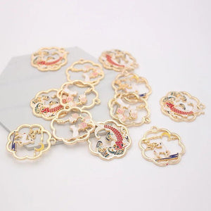 10pcs/Lot Koi Fish Deer Cat Enamel Charms DIY Bag Earring Necklace Pendant