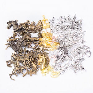 50g Hot Metal Horse Mixed Charm Pendant Antique Bronze DIY Jewelry Making