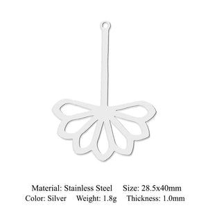 5pcs Stainless Steel Leaves Cactus Charm Pendant Dandelion Jewelry Finding