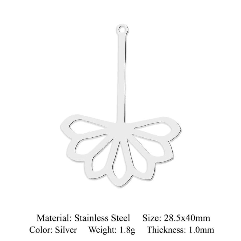 5pcs Stainless Steel Leaves Cactus Charm Pendant Dandelion Jewelry Finding