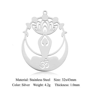 5pcs Stainless Steel Life Tree DIY Om Yoga Buddha Charm Pendant