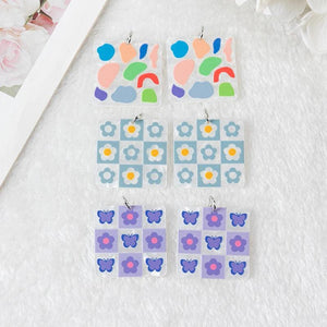 6 Pcs Flower Acrylic Charms Butterfly Pendant Earring Keychain Necklace Diy