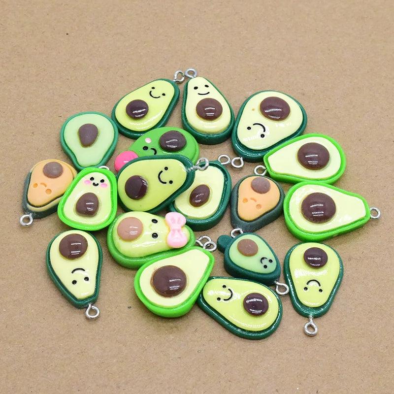 Avocado Resin Charms Couple Fruit Pendant - DIY Earring Keychain Making