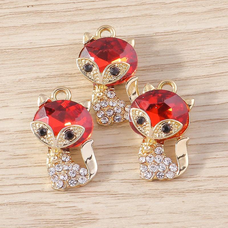 10pcs Cartoon Fox Charms for Jewelry Making DIY Crafts