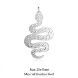 5pcs/lot Stainless Steel DIY Snake Charm Pendant Jewelry Findings