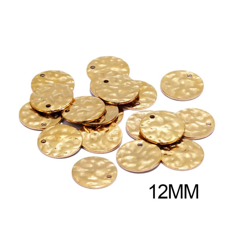 20Pcs Stainless Steel Hammered Embossing Charms for Jewelry Making