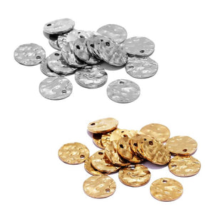 20Pcs Stainless Steel Hammered Embossing Charms for Jewelry Making